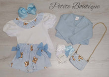 Load image into Gallery viewer, Blue teddy bear top &amp; short set