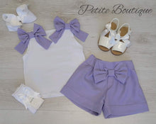 Load image into Gallery viewer, Lilac double bow top &amp; short set