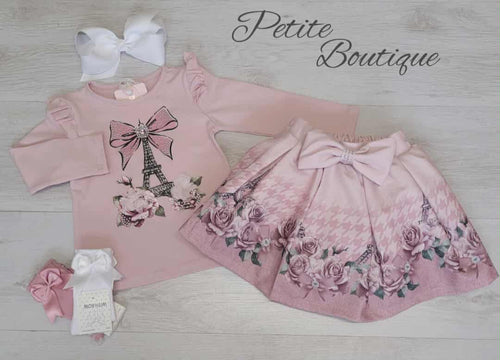 Dusky pink Paris top & skirt set