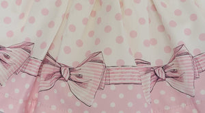 Pink/cream bow top & skirt set