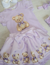 Load image into Gallery viewer, Lilac teddy bear topskirt &amp; headband set