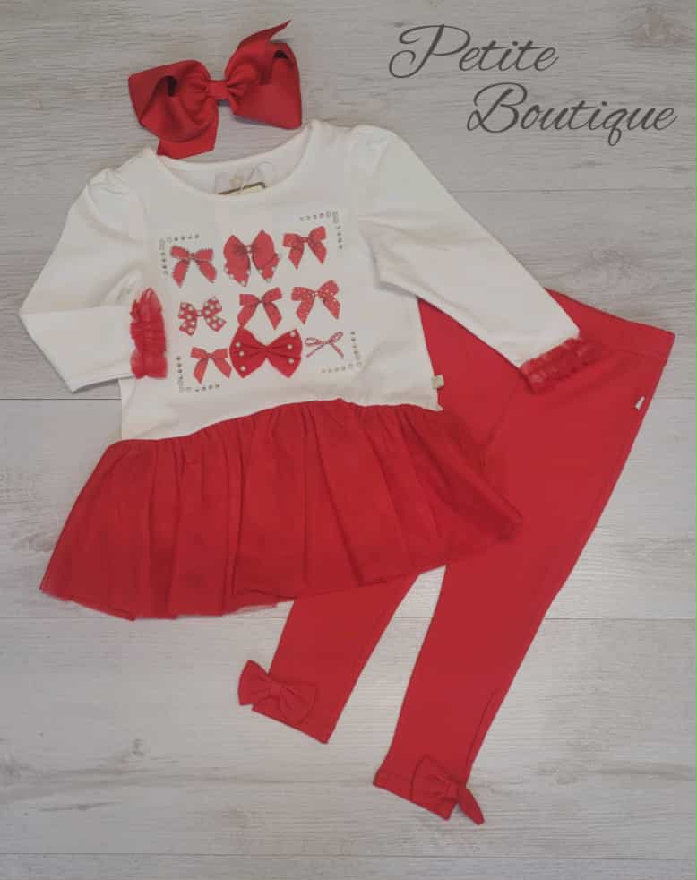 Caramelo red bows top & legging set