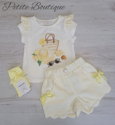 Caramelo lemon striped short set