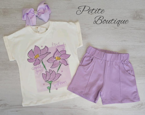 Lilac flower top & short set