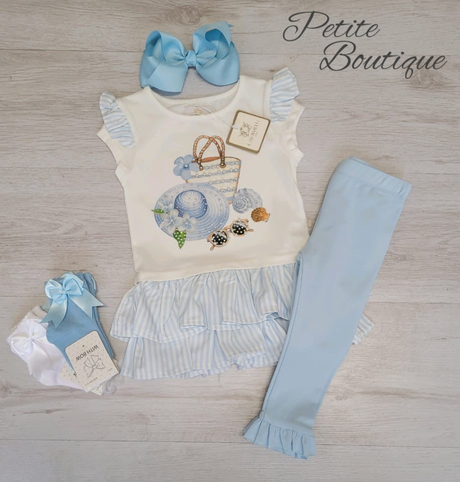 Caramelo blue summer top & legging set