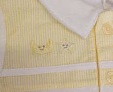 Load image into Gallery viewer, Lemon/white polo top &amp; pinstripe short set