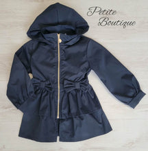 Load image into Gallery viewer, Navy blue double bow raincoat