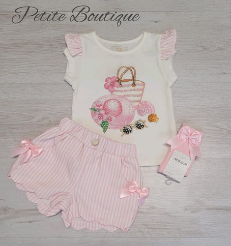 Caramelo pink striped short set