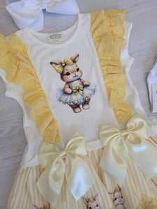 Lemon double bow bunny dress