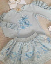Load image into Gallery viewer, Blue perfume bottle top &amp; skirt set