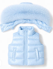 Load image into Gallery viewer, PRE ORDER padded gilet with detachable faux fur hood ❄️