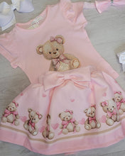 Load image into Gallery viewer, Pink teddy bear top, skirt&amp; headband set