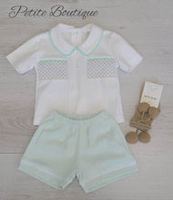 Load image into Gallery viewer, Spanish mint green smock top &amp; short set