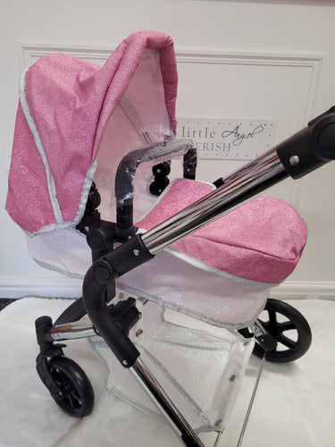 Roma Stephanie single dolls pram- pink sparkle💗