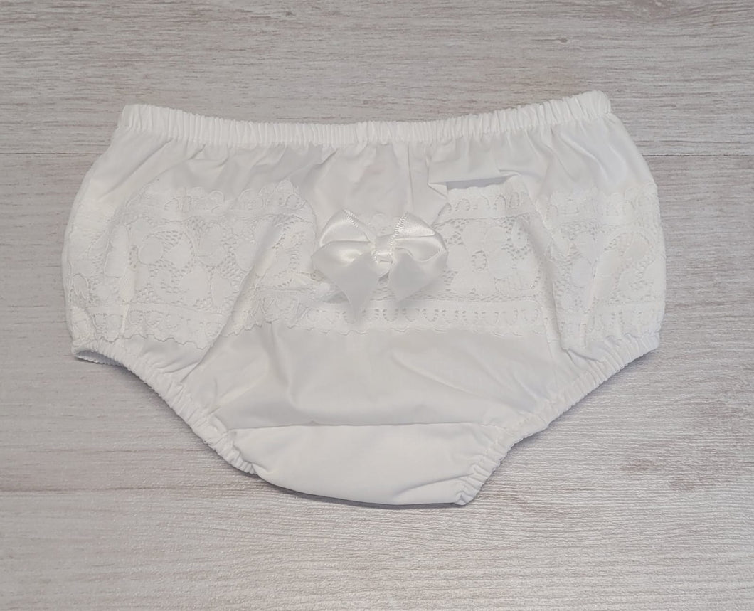 Ivory bow frilly pants