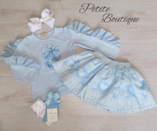 Load image into Gallery viewer, Blue perfume bottle top &amp; skirt set