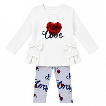 Load image into Gallery viewer, White/blue love top &amp; legging set