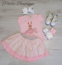 Load image into Gallery viewer, Pink bunny top &amp; skirt set
