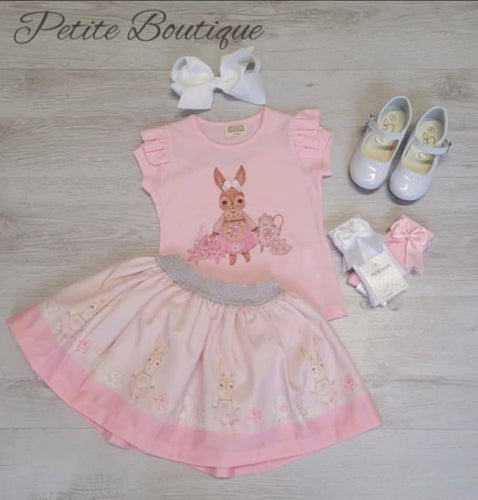 Pink bunny top & skirt set