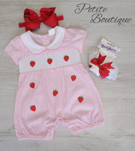 Load image into Gallery viewer, Strawberry smocked romper🍓