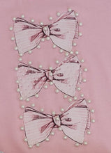 Load image into Gallery viewer, Pink/cream bow top &amp; skirt set