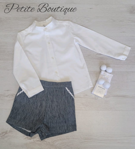 Spanish older boys grey/white shirt & short set