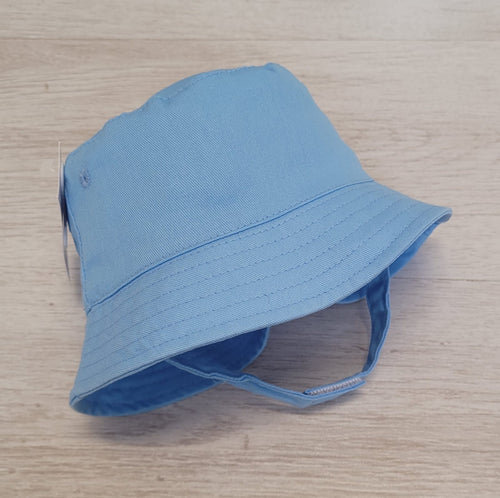 Blue bucket sun hat with strap