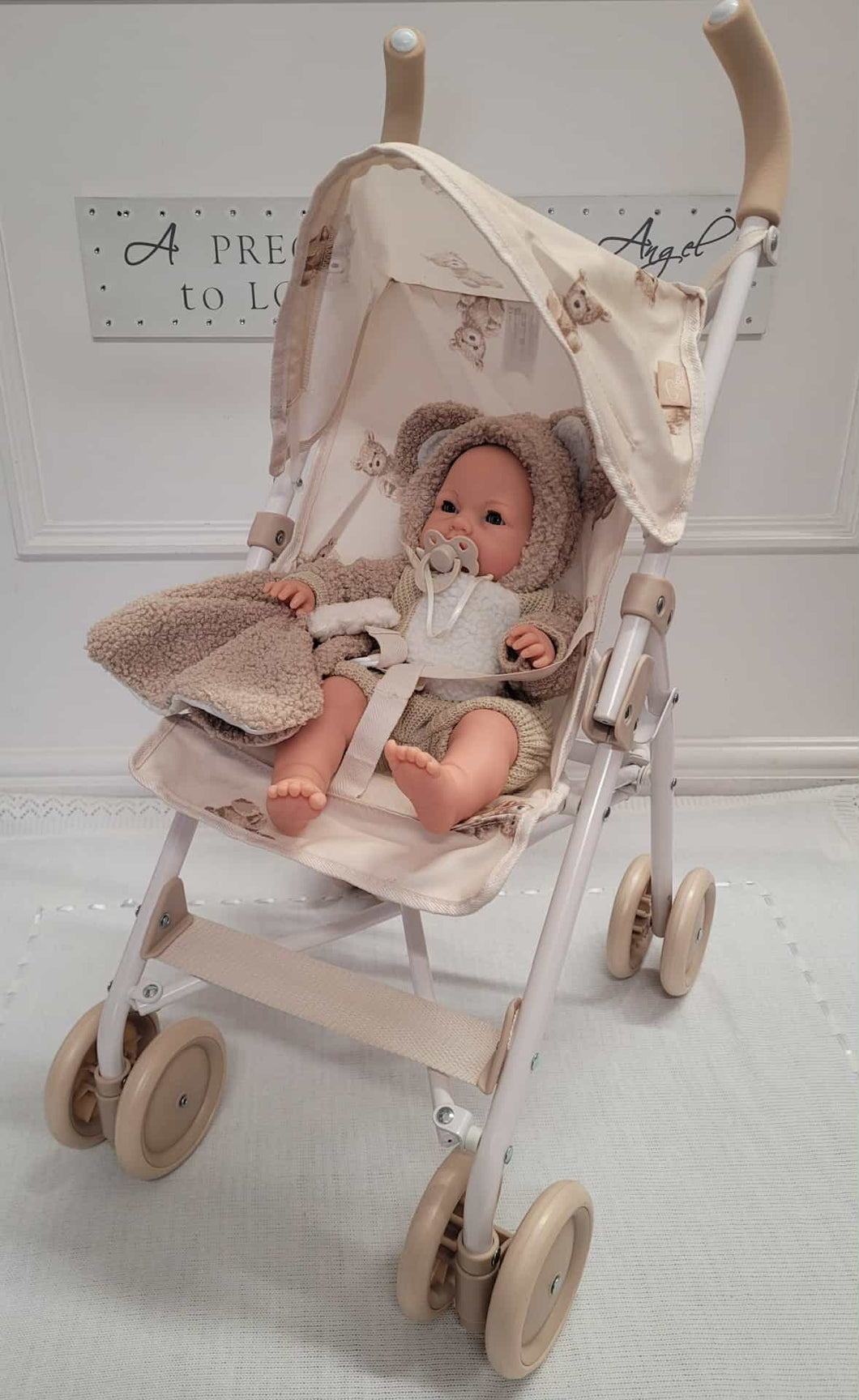 Roma teddy bear print pushchair & matching doll bundle