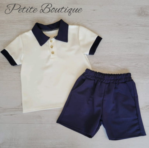 Boys polo top & navy short set