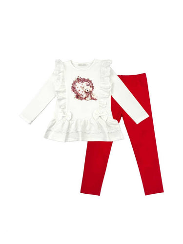 PRE ORDER Teddy top & red legging set