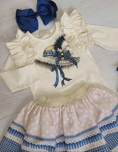 Beige hat top & skirt set