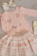 Load image into Gallery viewer, Pink teddy print top &amp; skirt set