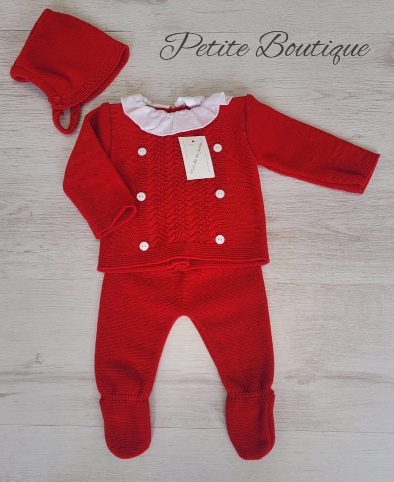 Spanish red/white 3pc knit set