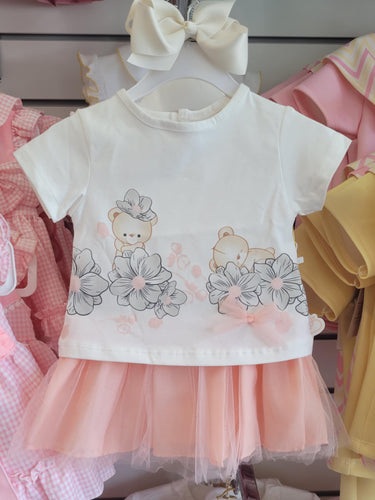 Girls top & peach tutu skirt set