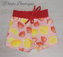Load image into Gallery viewer, Strawberry &amp; lemons boys swim shorts