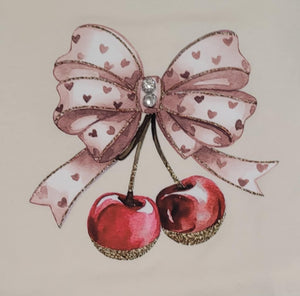 Beige cherry top & skirt set