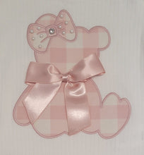 Load image into Gallery viewer, Pink ribbon teddy bear top &amp; check skirt set