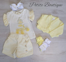 Load image into Gallery viewer, Caramelo lemon tea party top &amp; short setm