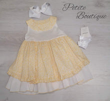 Load image into Gallery viewer, Spanish lemon/white older girls puffball dress