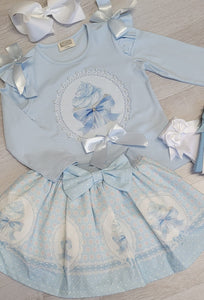 Light blue cupcake top & skirt set