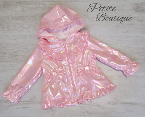 Pink iridescent raincoat