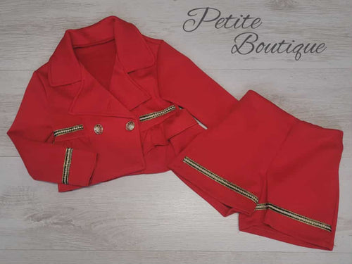 Red 2pc jacket & short set