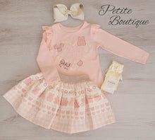 Load image into Gallery viewer, Pink teddy print top &amp; skirt set