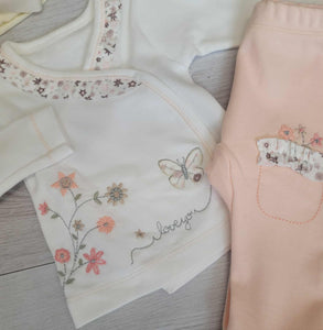 Peach butterfly 3pc set top, bottoms & bow headband