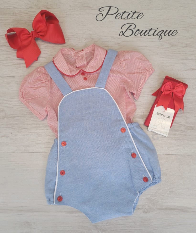 Spanish blue/red romper