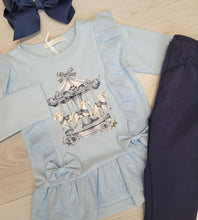 Load image into Gallery viewer, carousel top &amp; navy legging set