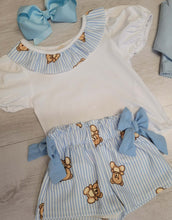 Load image into Gallery viewer, Blue teddy bear top &amp; short set