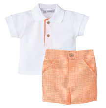 Load image into Gallery viewer, Spanish Calamaro boys polo shirt &amp; orange short set
