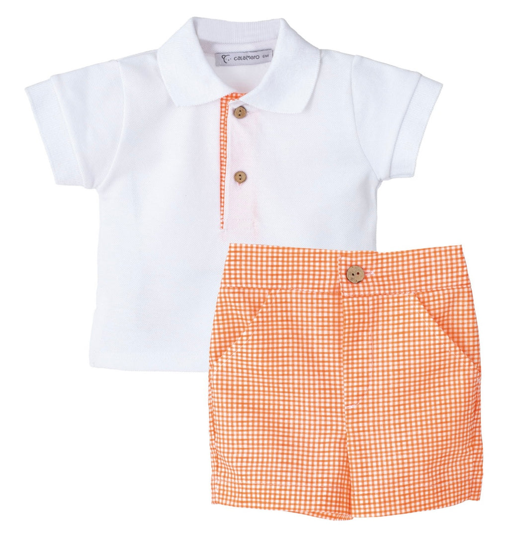 Spanish Calamaro boys polo shirt & orange short set