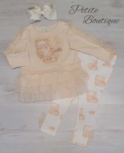 Caramelo beige jewellery box top & legging set